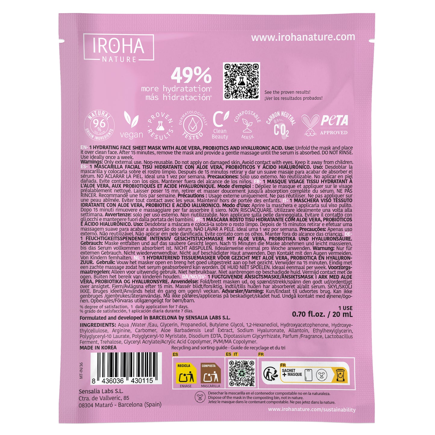 Pack of 15 Soothing and Hydrating Face Sheet Mask