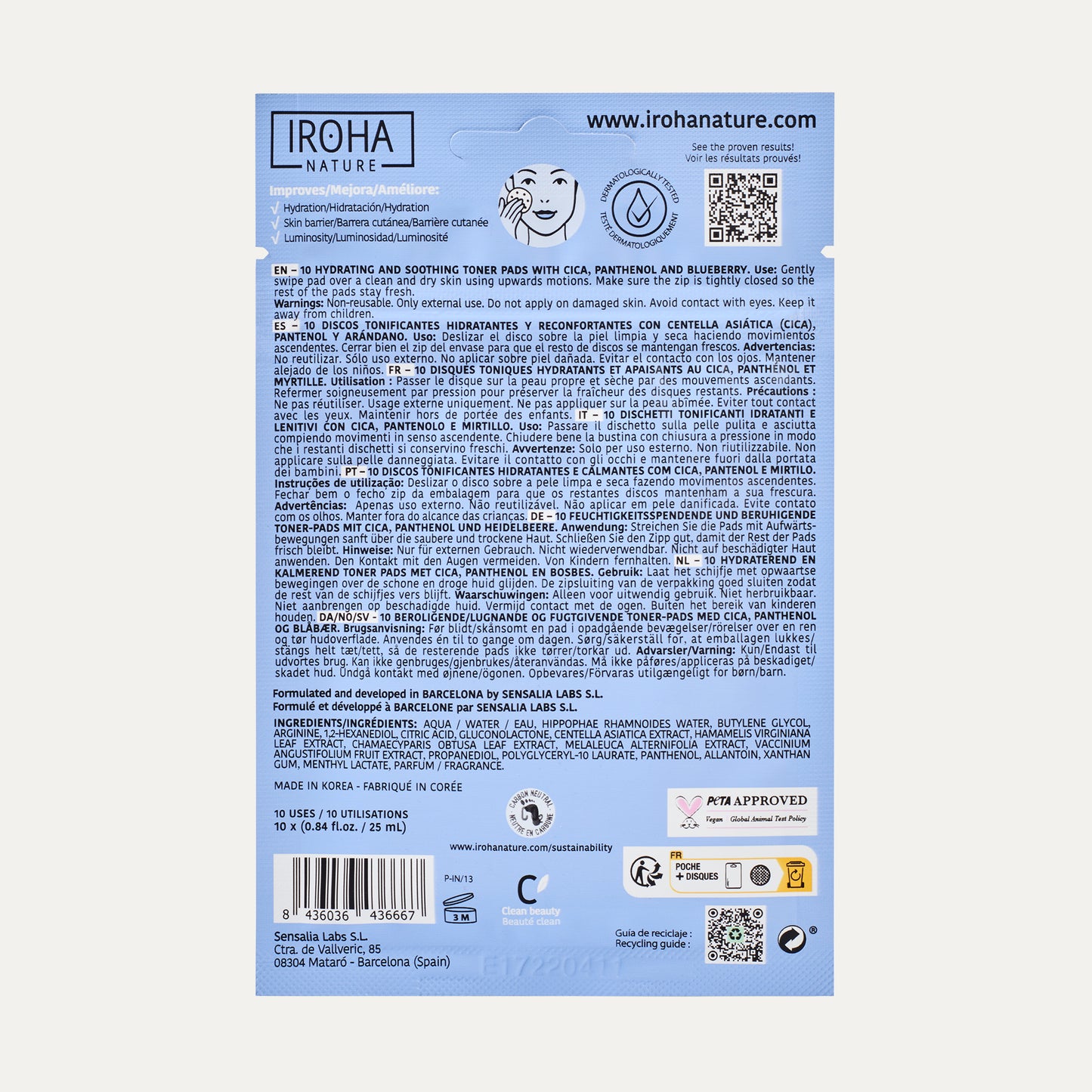 Hydrating and Soothing Toner Pads with Blueberries