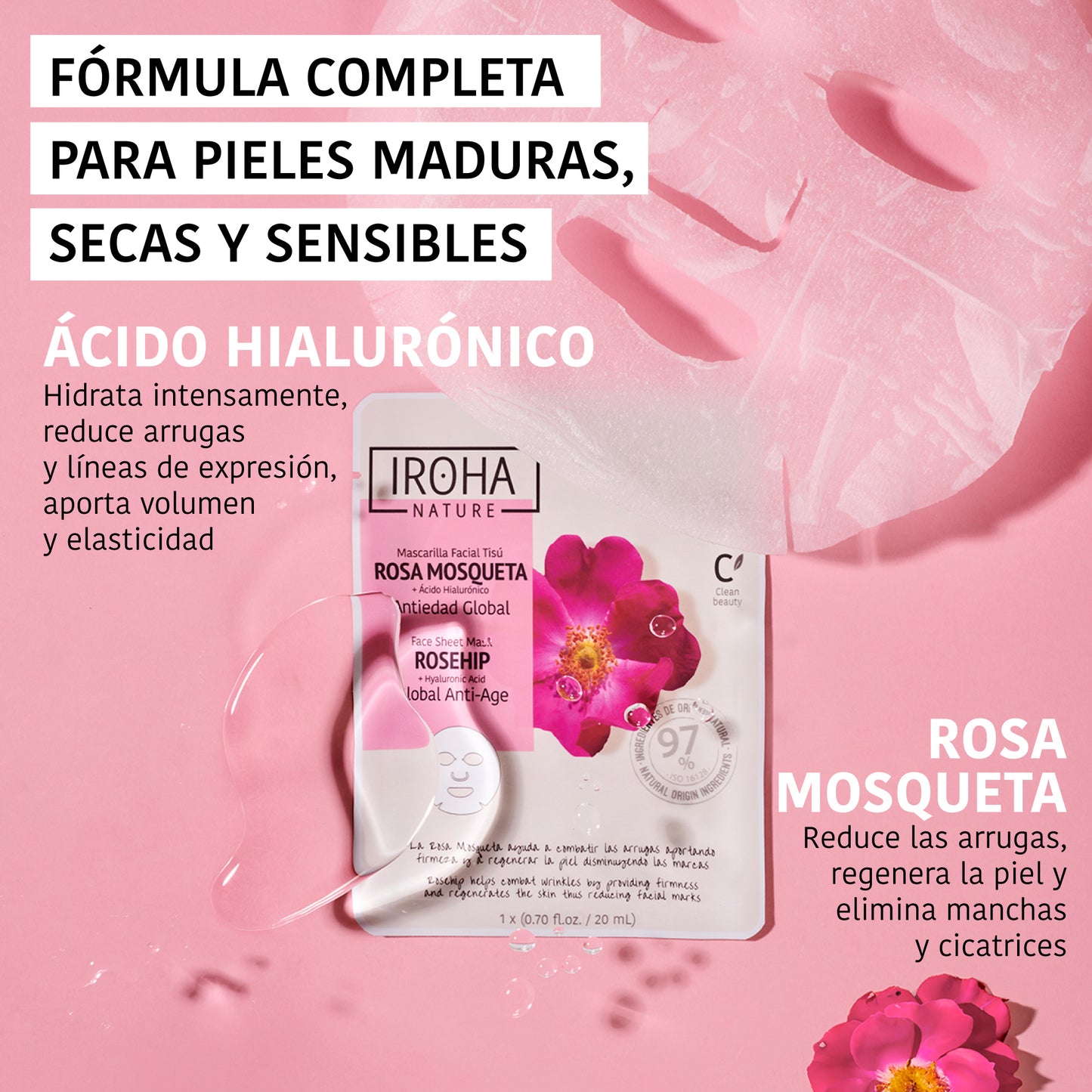 Mascarilla Facial Antiedad Global con Rosa Mosqueta