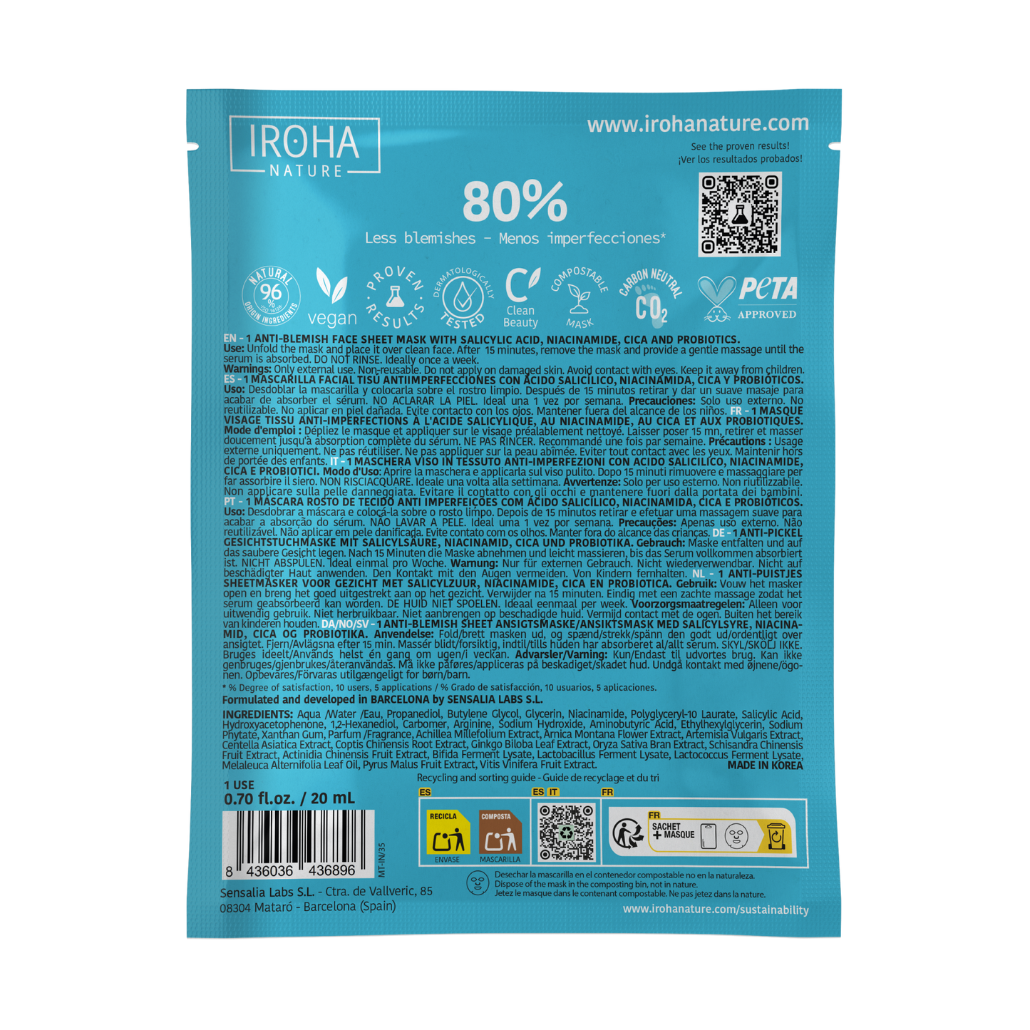 Anti-Blemish Face Sheet Mask with Salicylic Acid