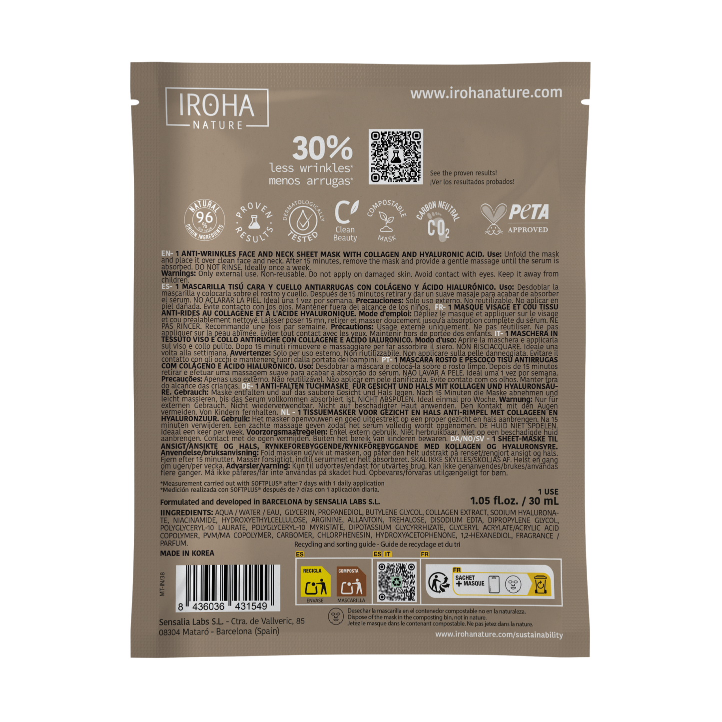 Anti-Wrinkles Face Sheet Mask with Collagen