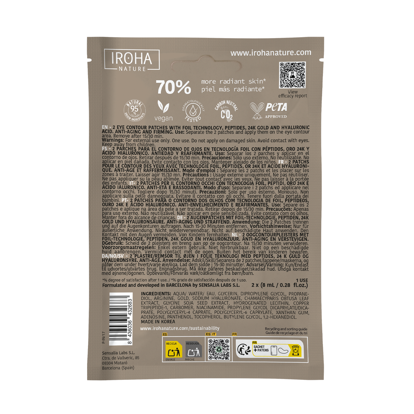 Parches Ojos Antiedad ORO + Péptidos