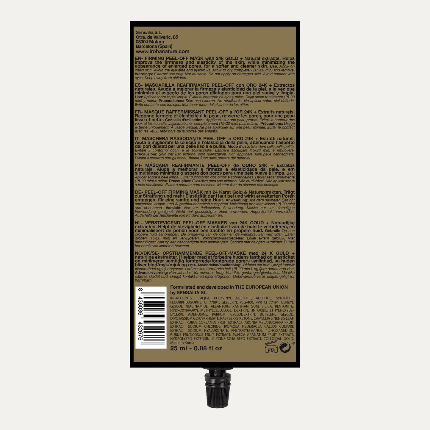 Mascarilla Peel Off Reafirmante Oro 24K