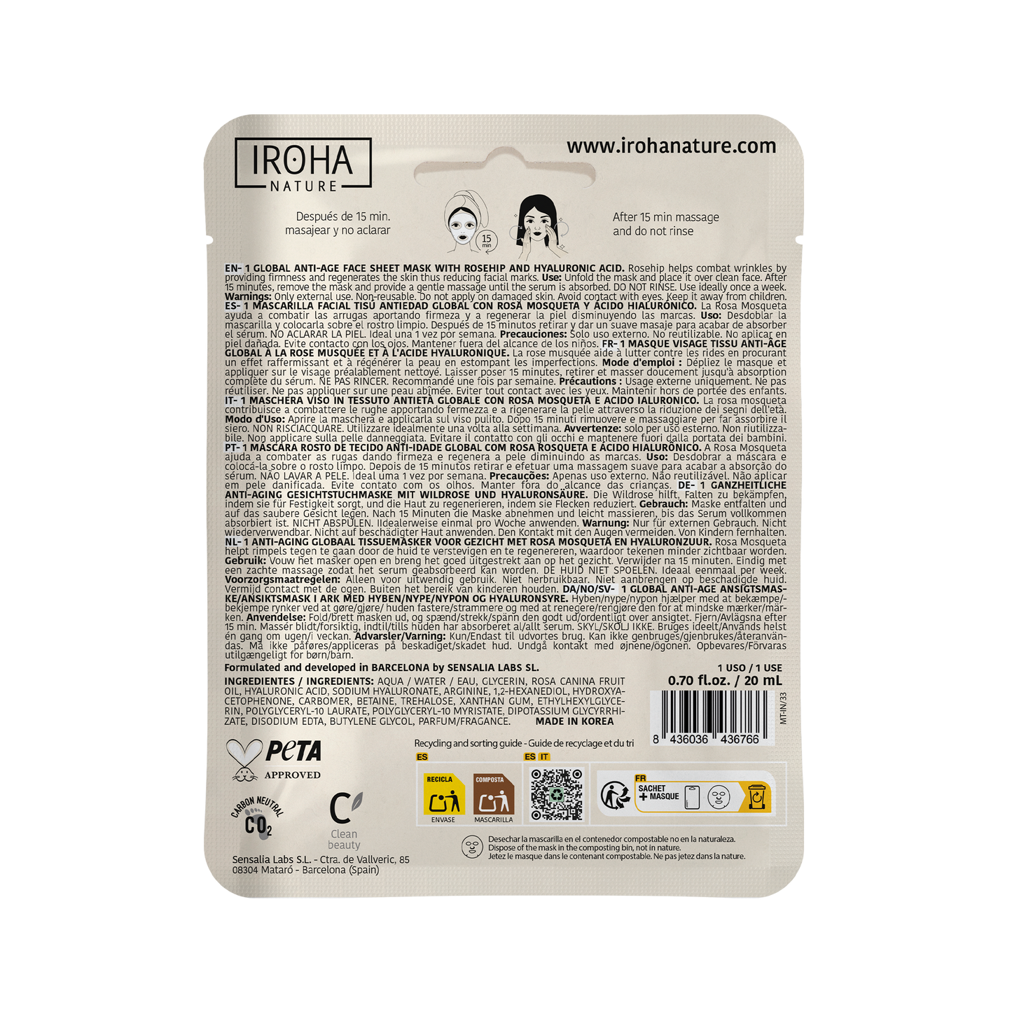 Mascarilla Facial Antiedad Global con Rosa Mosqueta