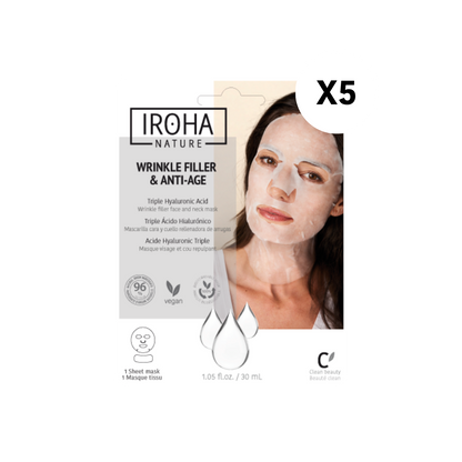 Pack 5 Mascarillas Rellenadora de Arrugas Triple Ácido Hialurónico