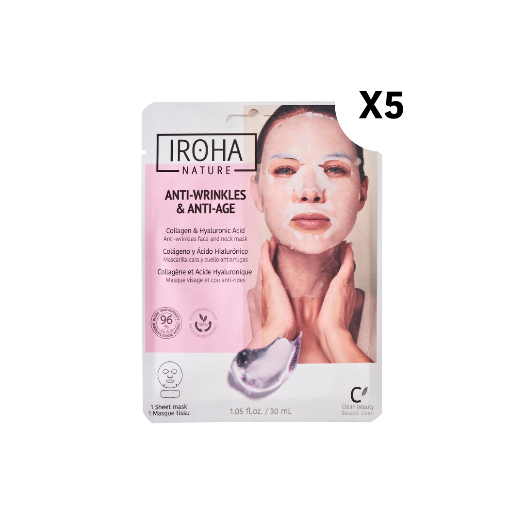 Pack 5 Mascarillas Antiarrugas Colágeno