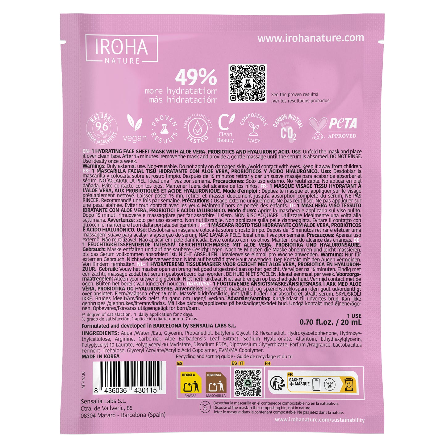 Pack of 15 Soothing and Hydrating Face Sheet Mask
