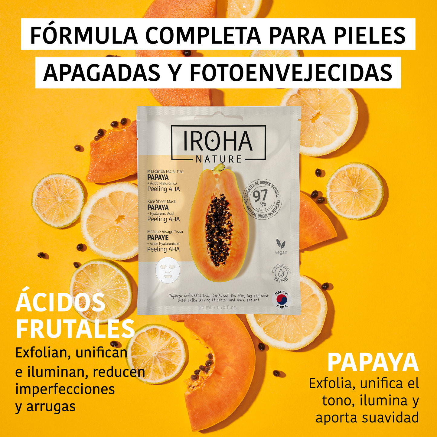 Peeling AHA Face Sheet Mask with Papaya