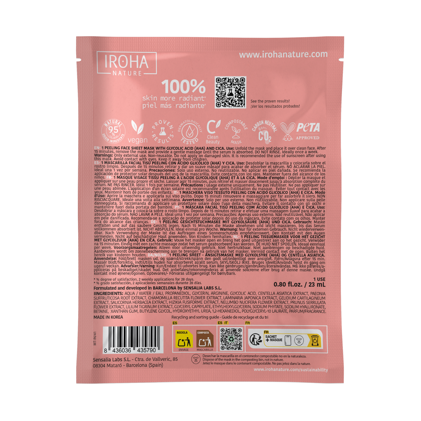 Perfect Skin Peeling Face Sheet Mask with Glycolic Acid